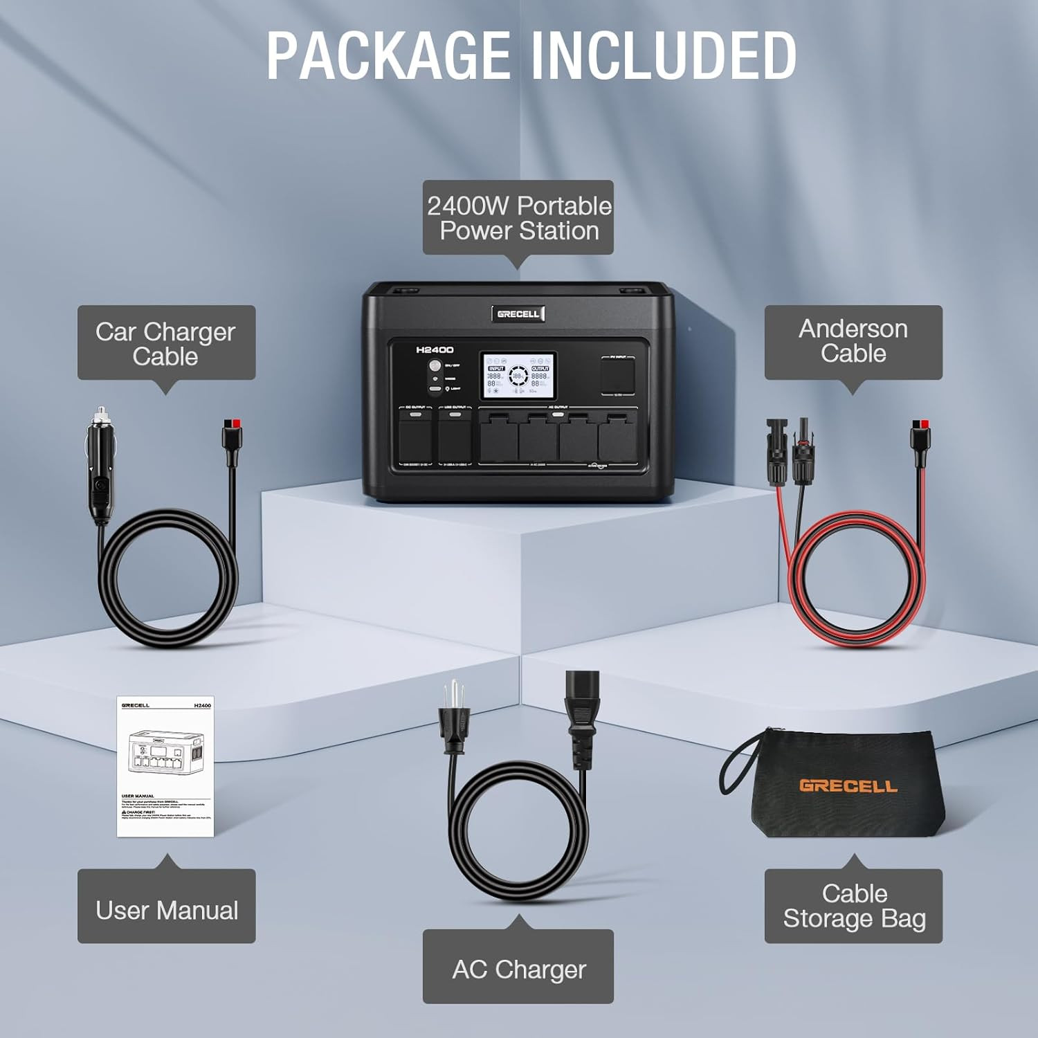 Portable Power Station 2400W, 1843Wh Lifepo4 Solar Generator UPS Home Battery Ba