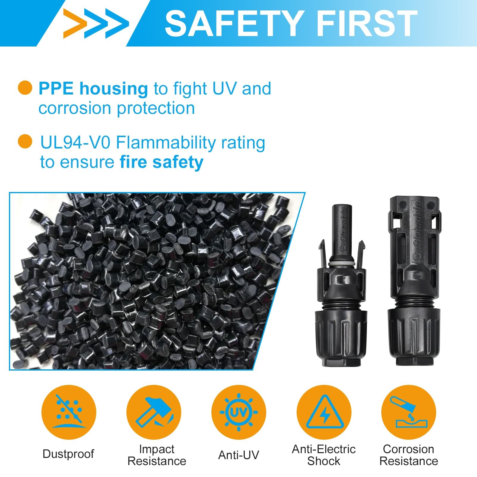 8AWG Solar Panel Connector 10mm2, 1500V IP68 Waterproof 70A PV Plug Tinned Co…