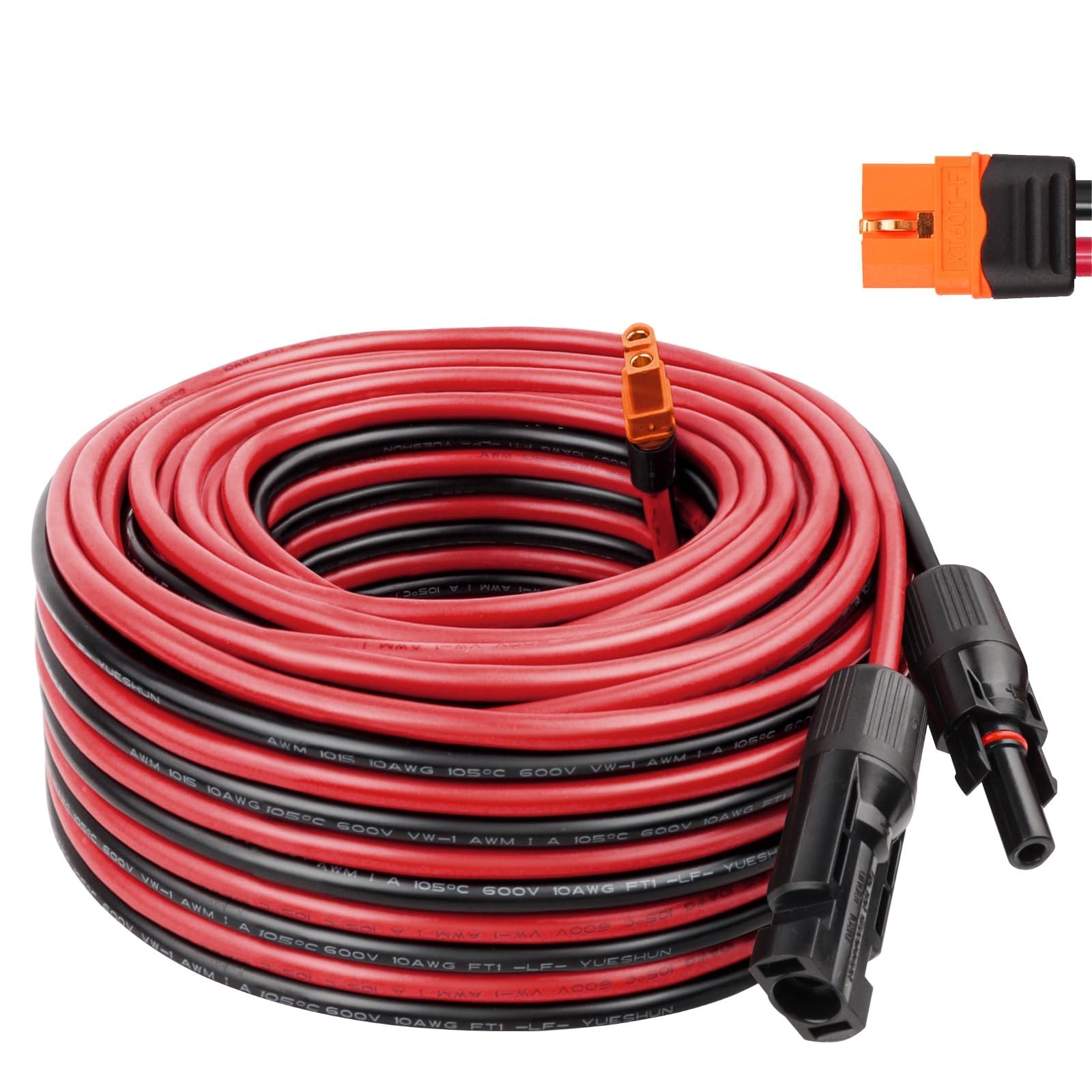 50FT 10AWG Solar Panel XT60i Extension Cable Adapter Connector for Power Station