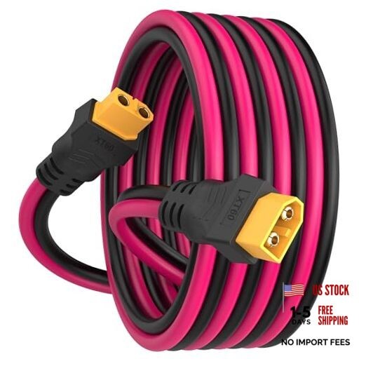 XT60 to XT60 Cable with Male to Female Connectors 3.3FT 12AWG XT60 Extension