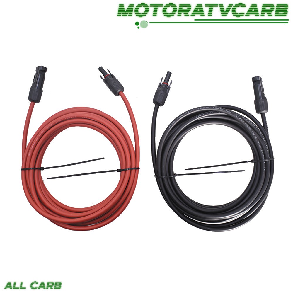 ALL-CARB 1 Pair Black + Red Solar Panel Extension Cable Wire Connector 12/10 AWG