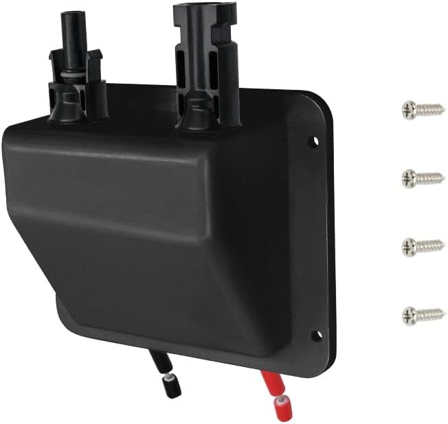 Solar Weatherproof ABS Double Cable Entry Gland, 1FT 10AWG Soft 1Ft Black