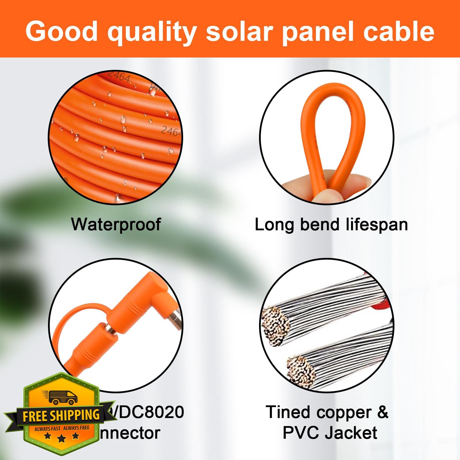 Kimbluth 40FT Solar Connector to DC 8mm Adapter Cable