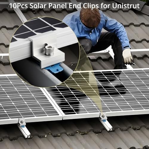 Anbte 10pcs Solar Panel End Clamp for Standard Unistrut, Aluminum 30mm/35mm Sola