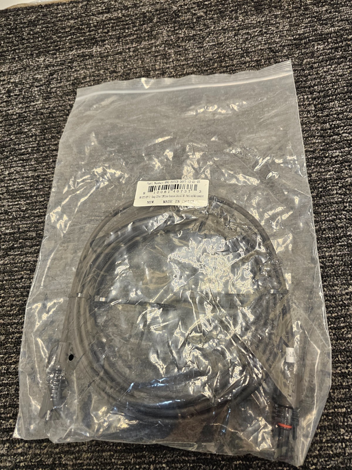 Renogy 20Ft 12AWG Solar Extension Cable Male and Female Connectors Black