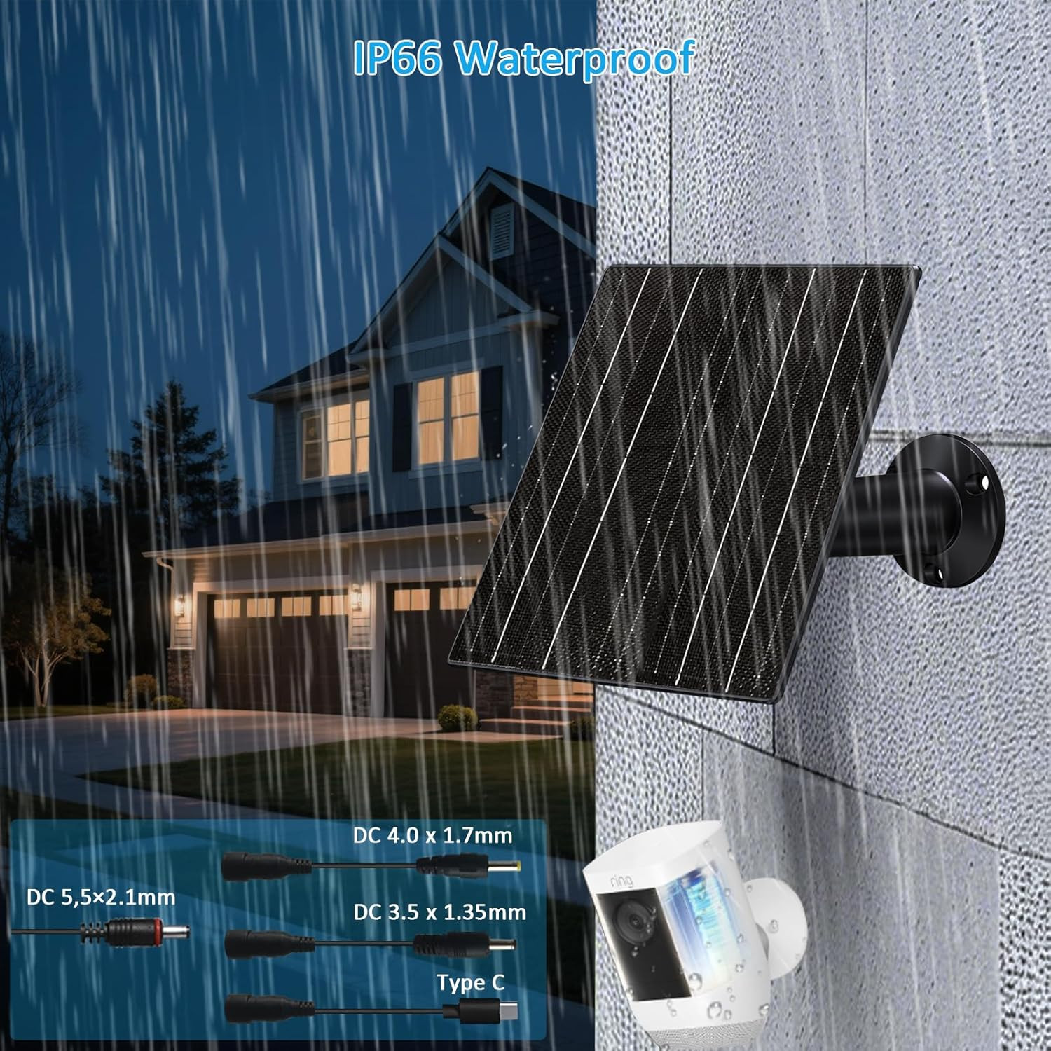 10W Solar Panel with 10400Mah Battery for Security & Trail Cameras, 5V/12V Adjus