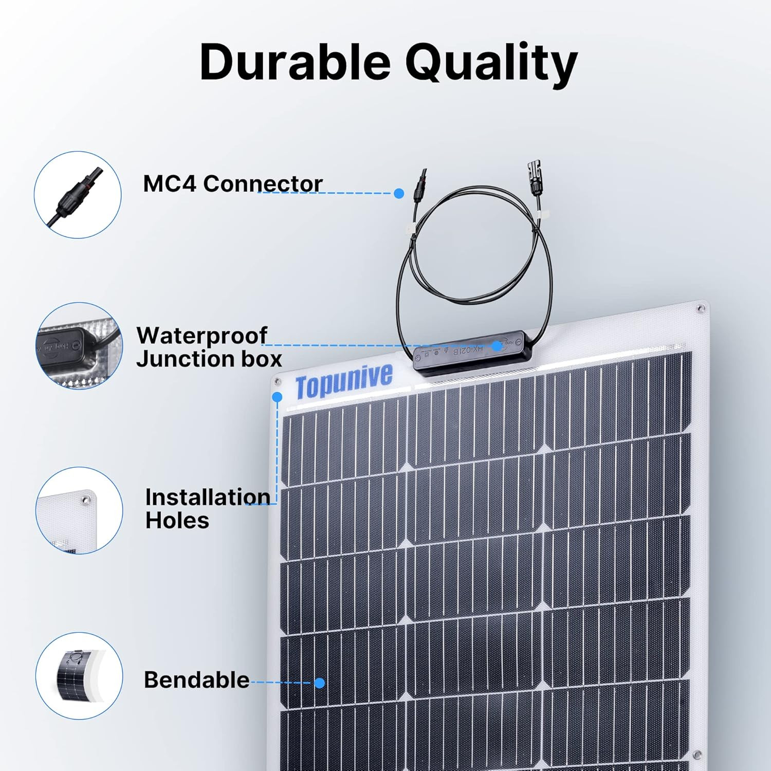 2PCS 100W 12V Flexible Solar Panel 9BB Monocrystalline Cell 12 Volt Semi-Flexibl