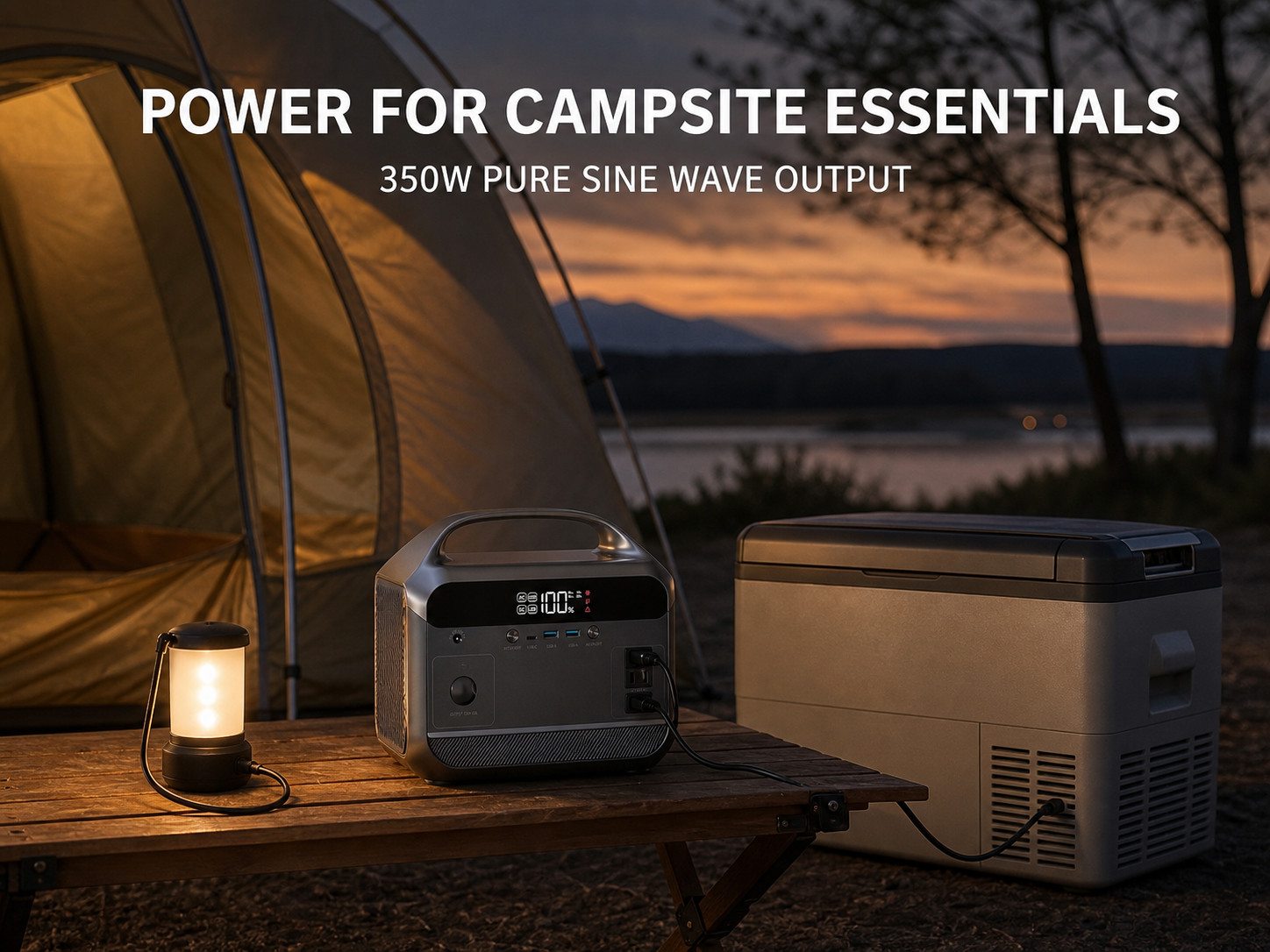 288Wh Portable Power Station 350W 600W Surge LiFePO4 Battery 110V AC Outlet