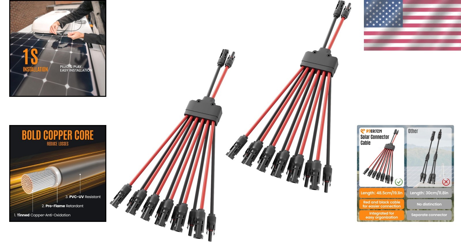 Universal 2 Pack Y Branch Solar Panel Connectors – Safe & Reliable Connection