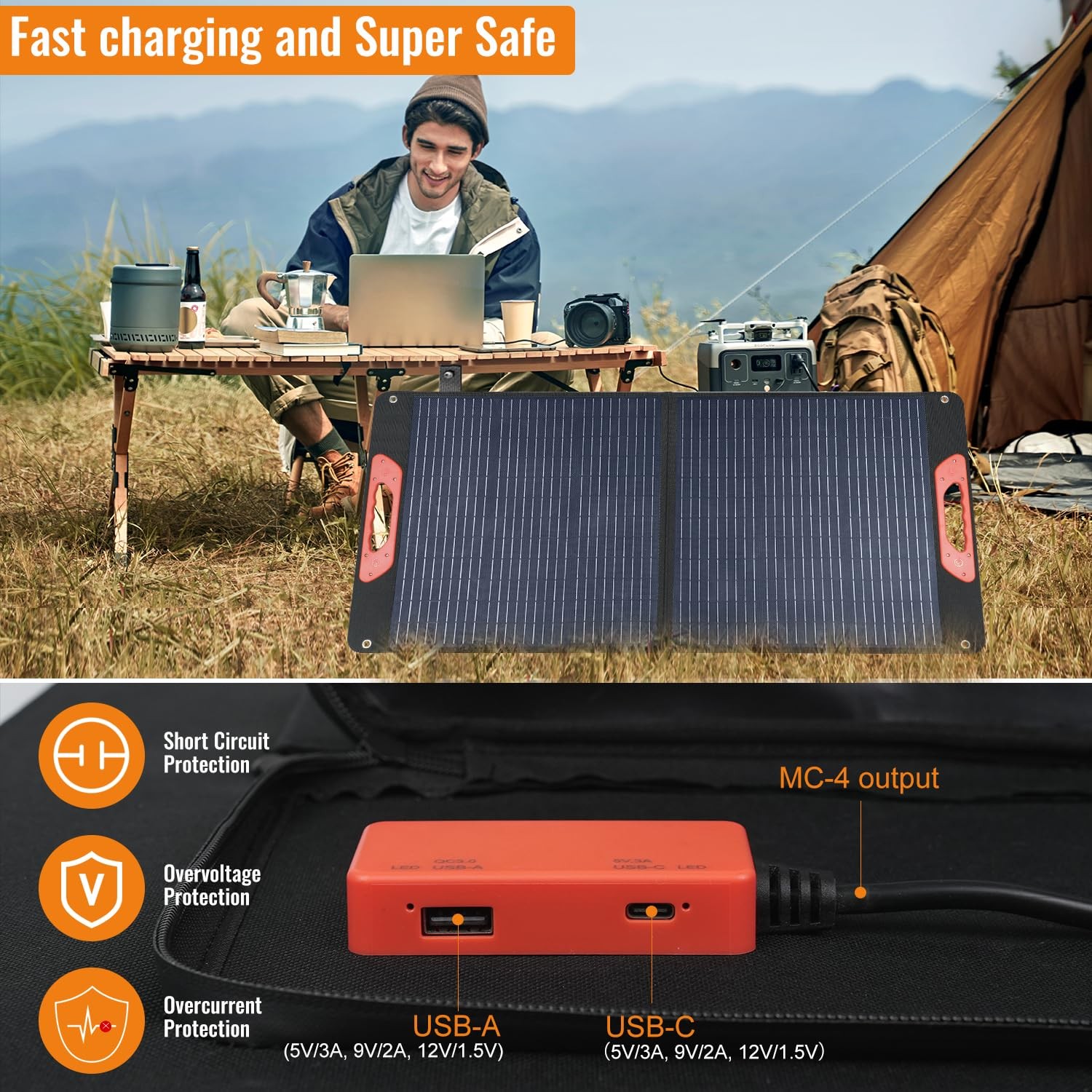 100W Foldable Solar Panel – Charger for Power Stations | Monocrystalline 23.5…