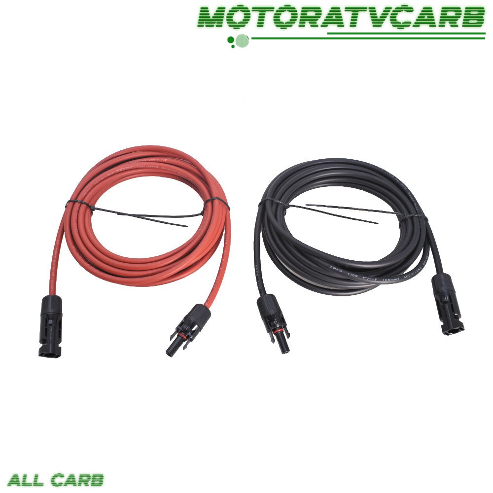 ALL-CARB 1 Pair Black + Red Solar Panel Extension Cable Wire Connector 12/10 AWG