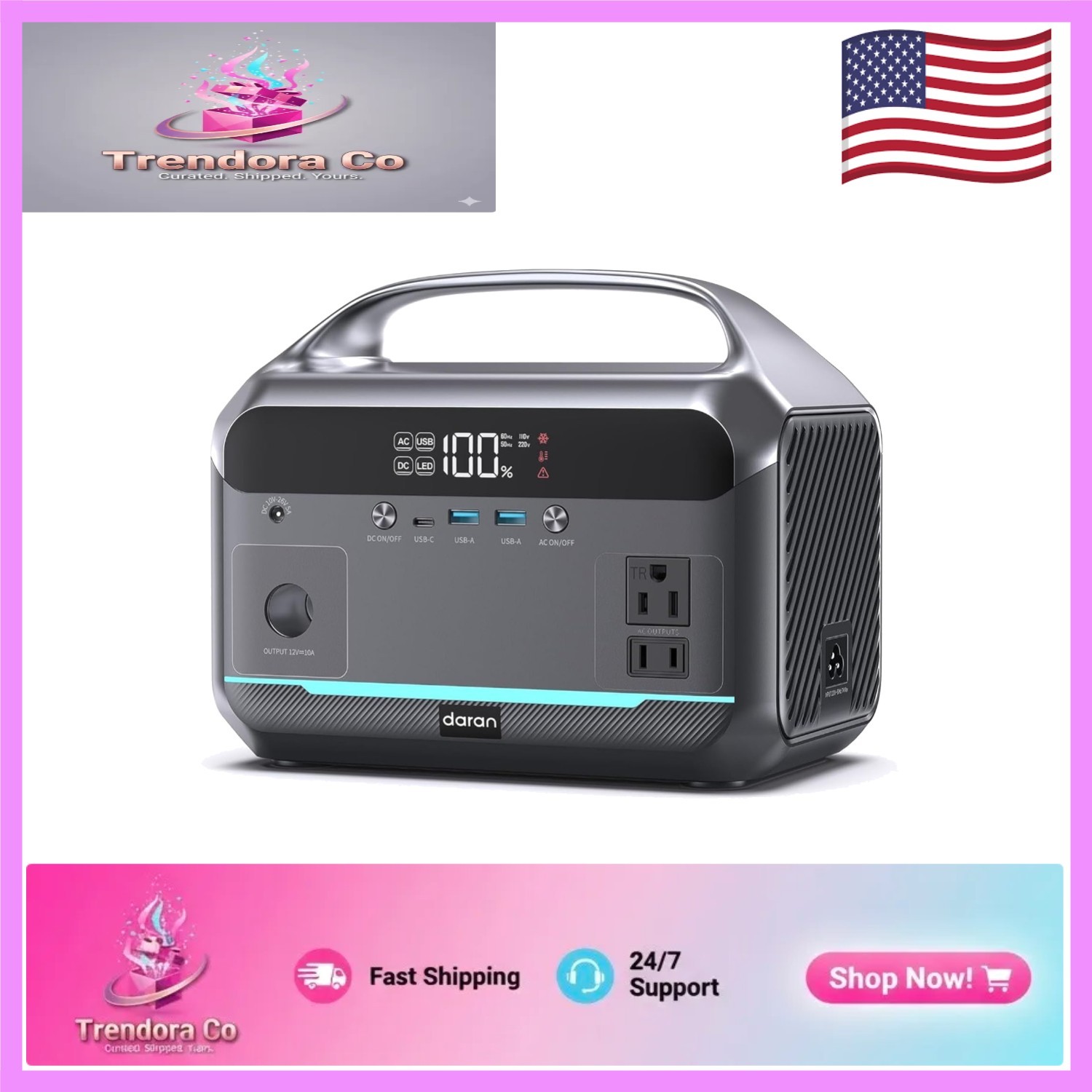 288Wh Solar Generator – Lightweight 8.2LB Power Bank for Camping and Emergencies