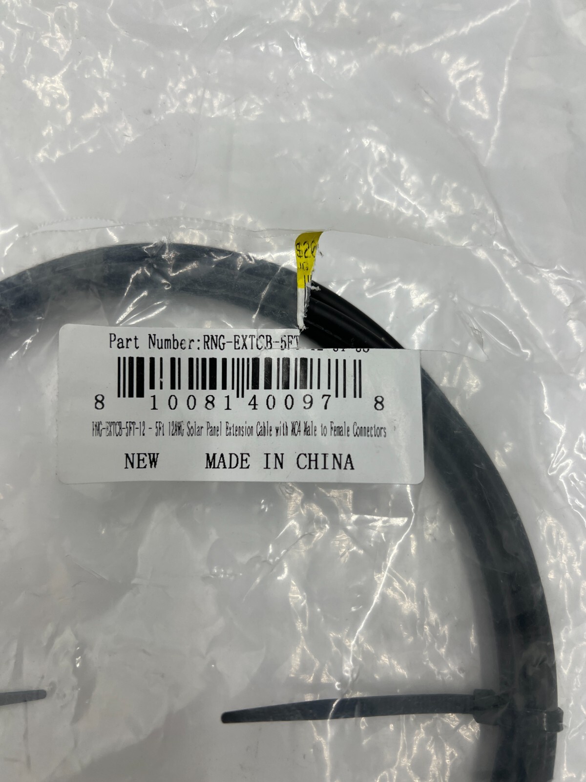 Renogy 5FT 12AWG Panel Connectors Solar, Male To Female Connectors , Black
