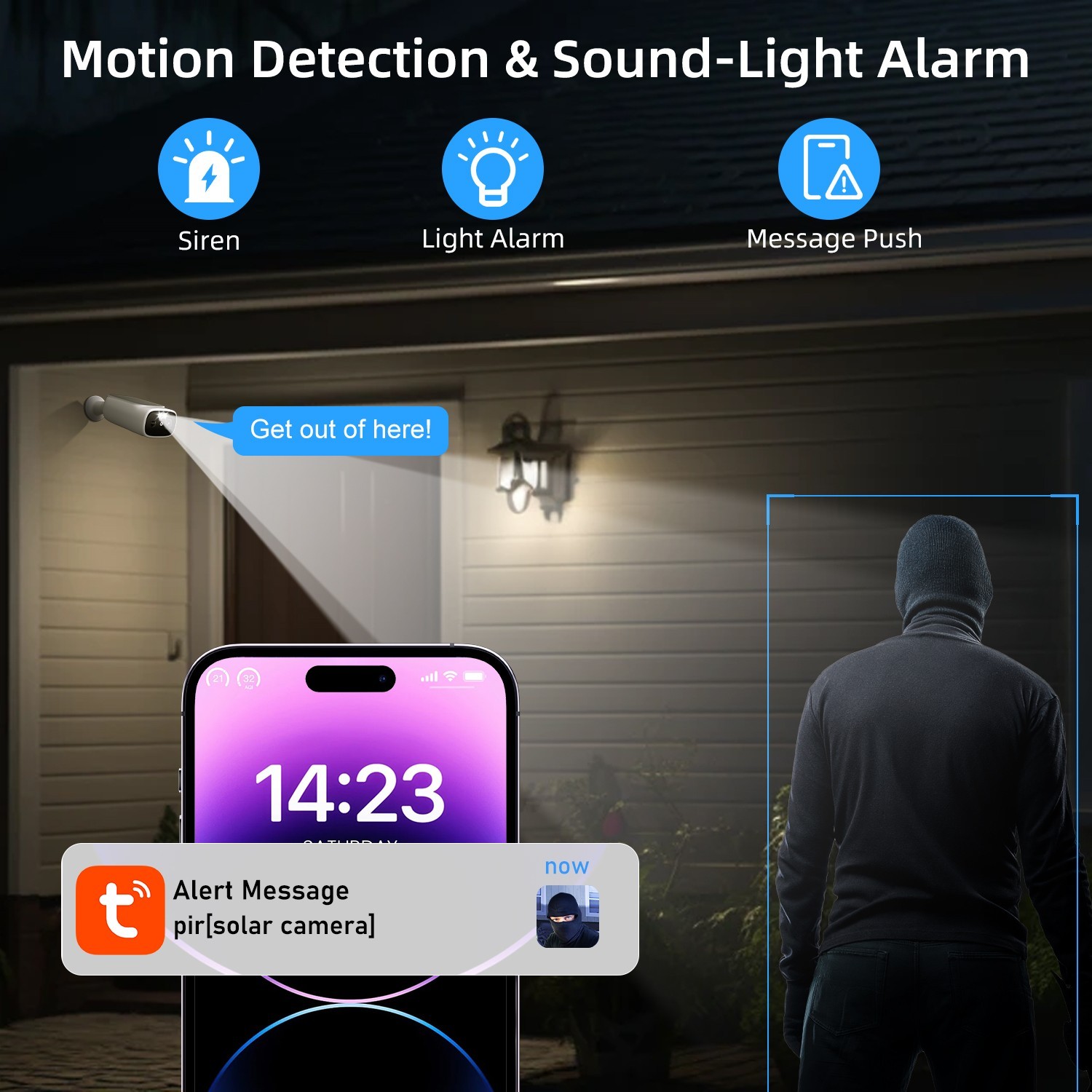 2K Solar Battery Powered Wireless WiFi Outdoor Home Security Camera