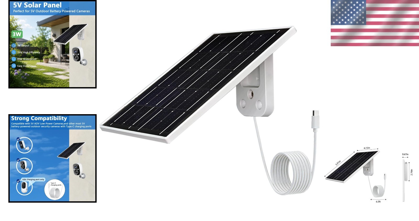 23% Efficiency Eco-Friendly Solar Panel – USB C Waterproof Charger for Security