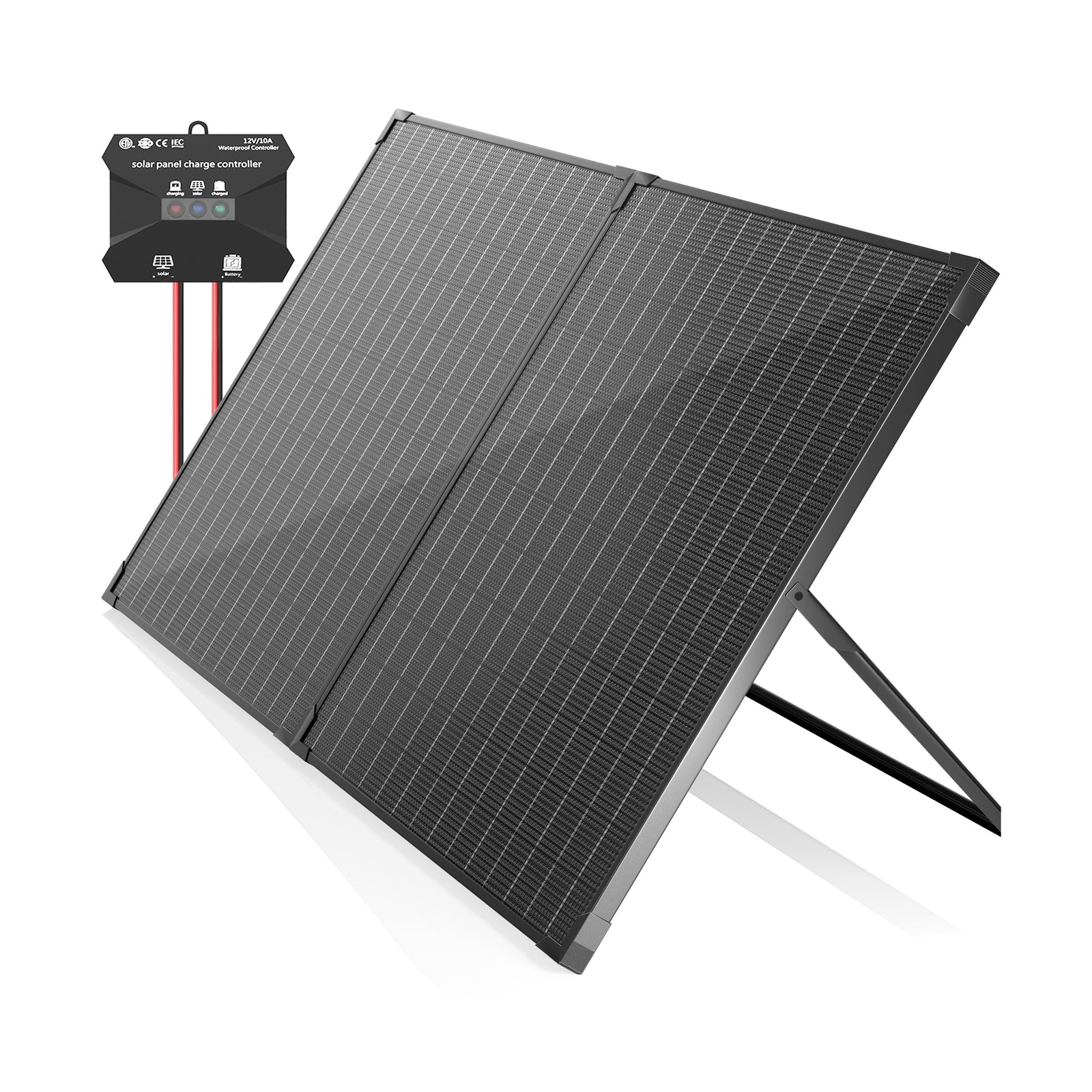 100 Watt 12 Volt Portable Solar Panel with Waterproof 10A Charger Controller,…