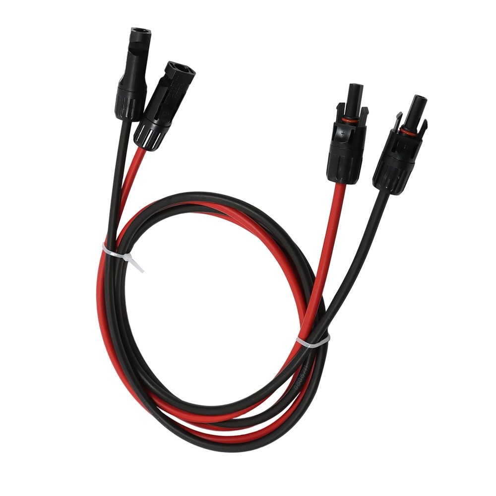5FT Black + Red Solar Panel Extension Cable Wire Connector 1 Pair 10AWG