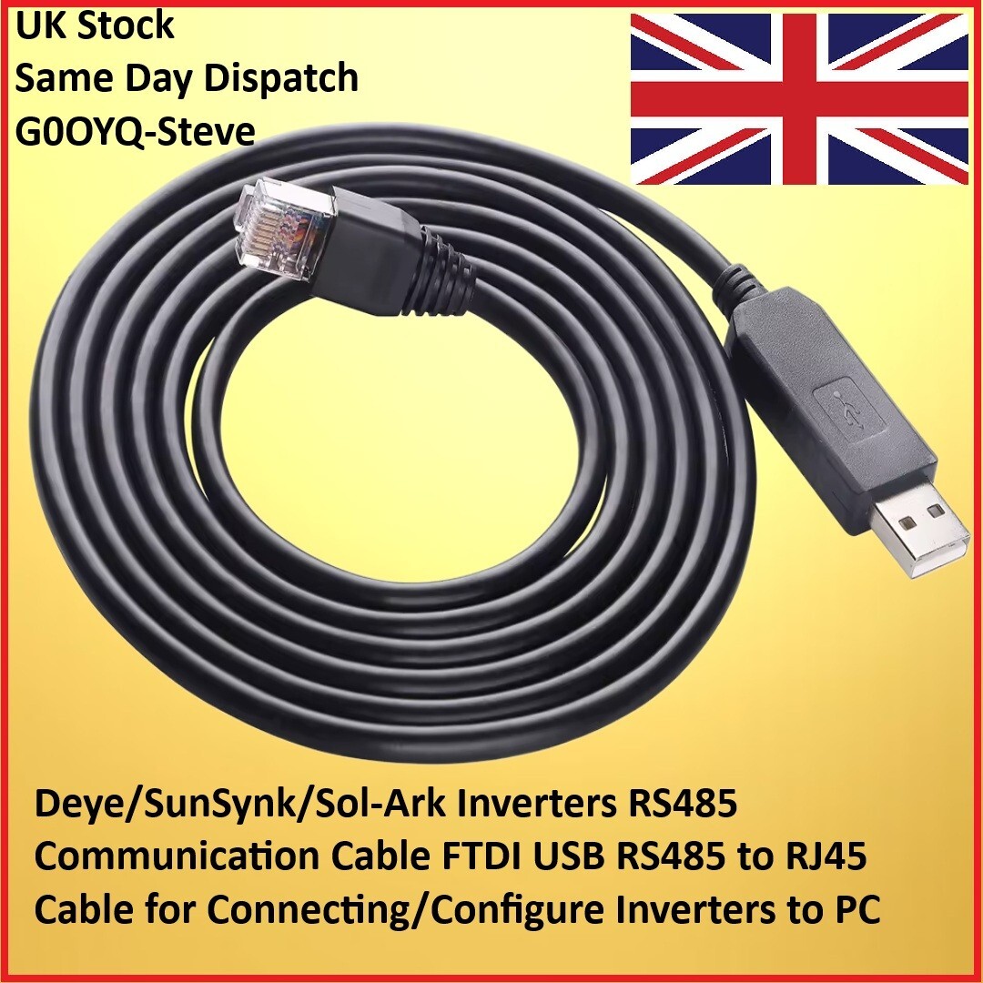 Deye SunSynk Sol-Ark Inverters RS485 USB Communication Programming Cable Solar