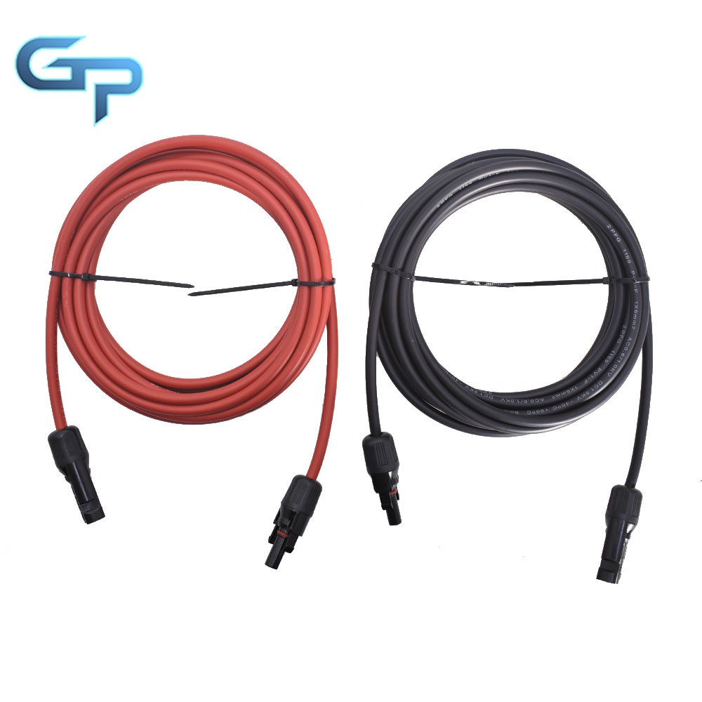 New 1 Pair 15ft Solar Panel Extension Cable Wire Connector Black + Red 10 AWG