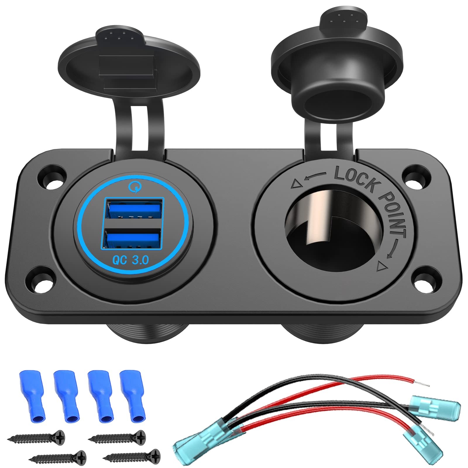 QC 3 0 USB Outlet 12V Marine Waterproof New
