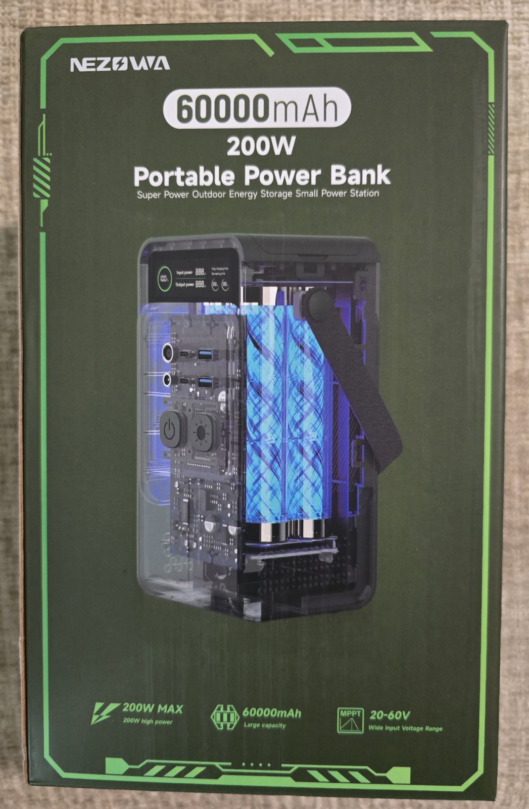 Portable Power Station Power bank 200W 60000 Mah LiFePO4 Battery Fast Charging