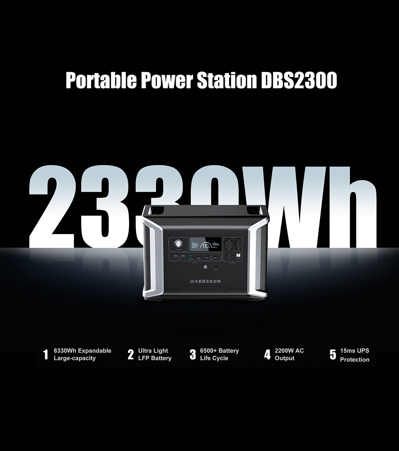Dabbsson 2330Wh 2200W Power Station Solar Generator w/ 210W Folding Solar Panel