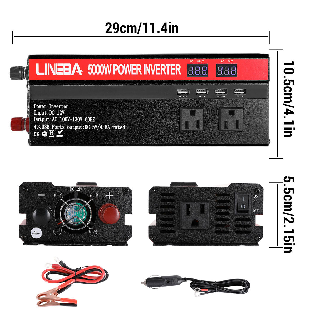 Complete 5000W Off-Grid Solar Kit 5000W Inverter 400W [4x100W] Solar Panels 110V