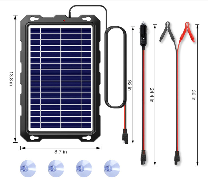 POWOXI 7.5W 12V Solar Battery Trickle Charger Maintainer Waterproof
