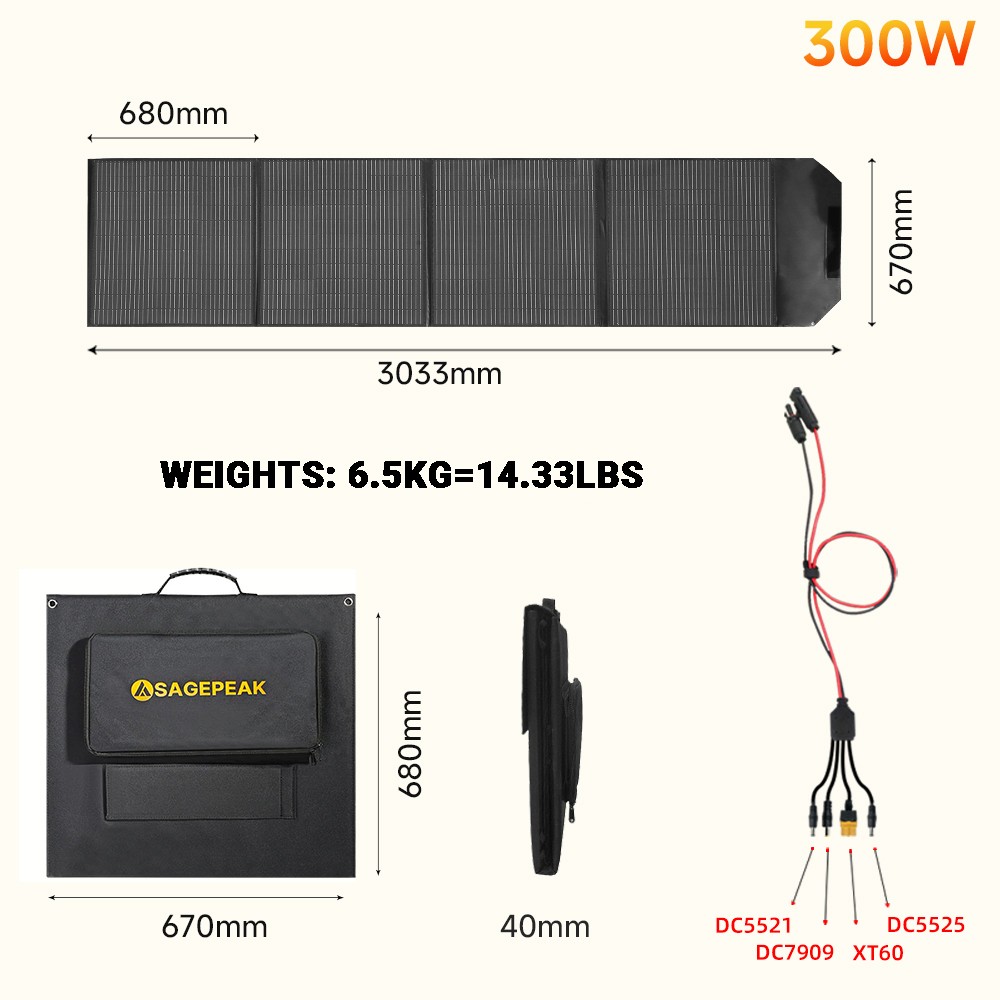 400W 300W 200W Foldable Portable Solar Panel for Power Station Outdoor Camping