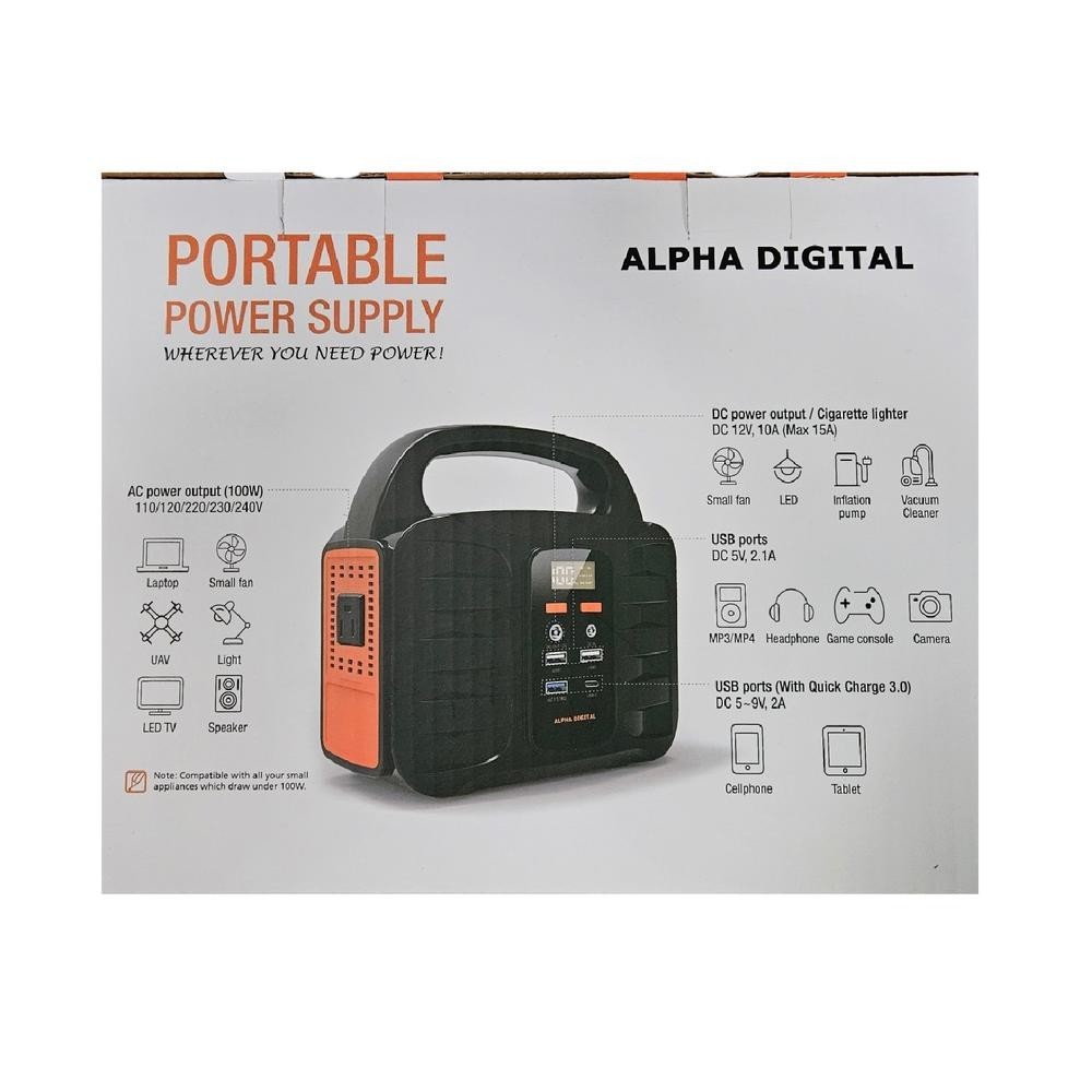 Portable 100W Lithium Ion Portable Power Station Solar AC 12V Outlet Recharge