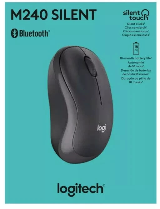 Logitech M240 Silent Touch Wireless Mouse Black 910-007114 – Sealed Pack
