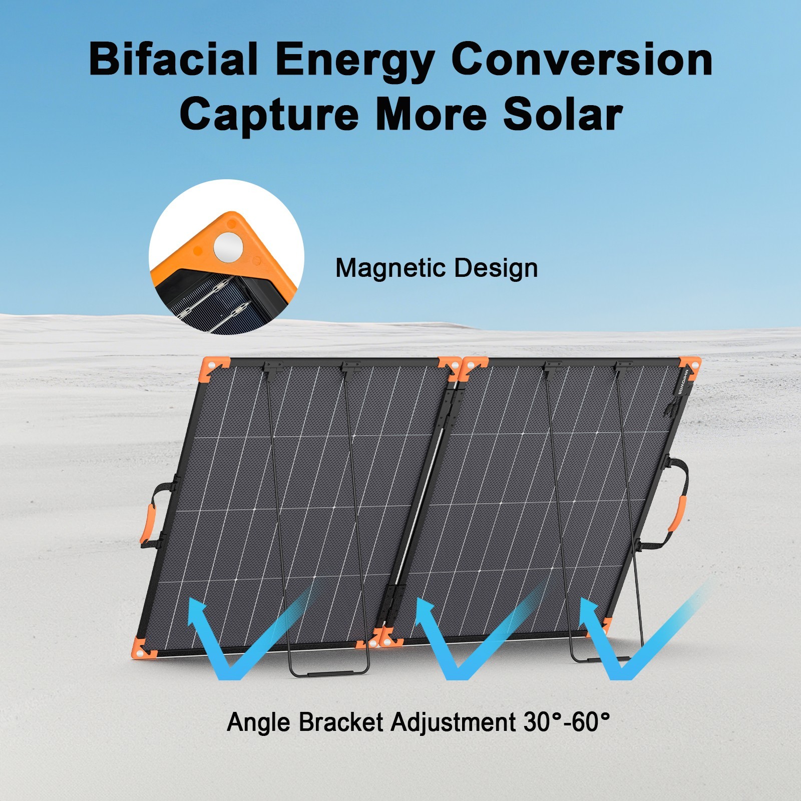 MHPOWOS Portable 100W 200W ETFE Solar Panel Charger with Kickstand RV Camping