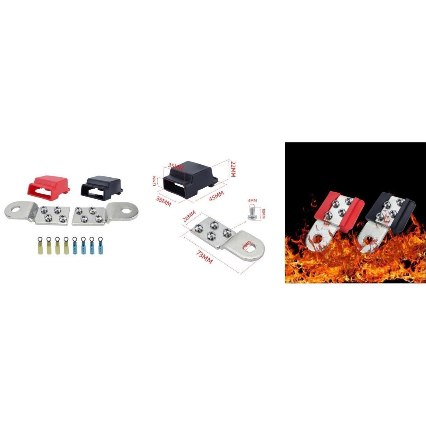 Tinned Copper Battery Terminal Mounting Bars Compatible with #8 Screws