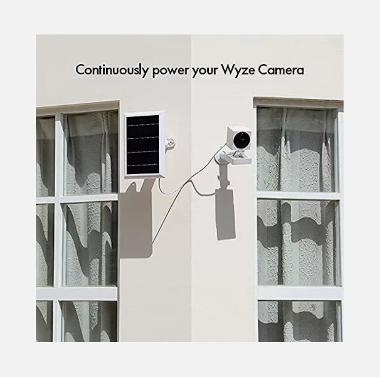 Solar Power Panel for Wyze Cam Outdoor Security Outdoor Camera (3 Pack) – Black