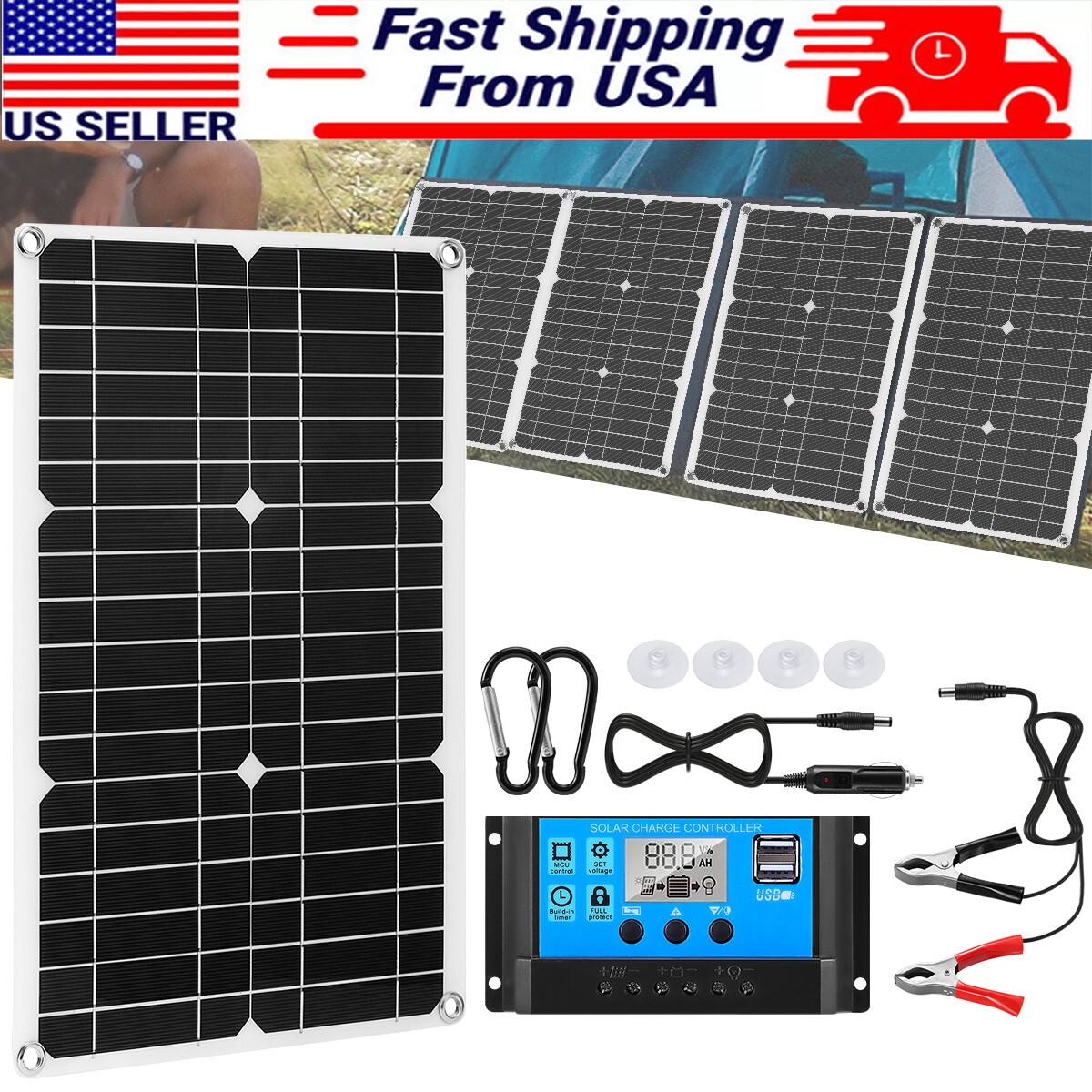 400 Watts Solar Panel Kit 100A 12V Battery Charger w/ Controller Caravan Boat RV