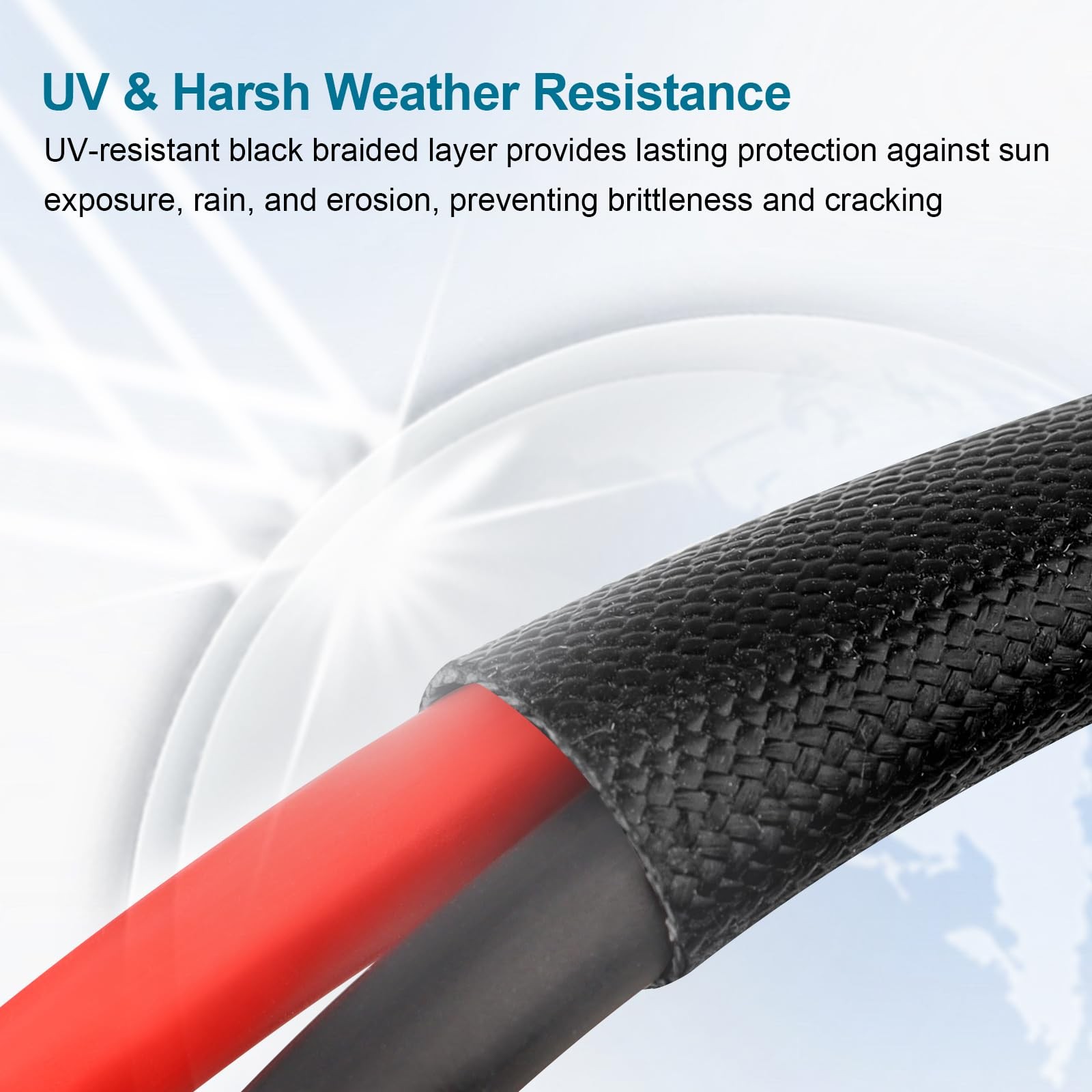 8AWG Solar Cable 15FT Solar Panel Extension Cord PV Wire Flame Retardant Waterpr