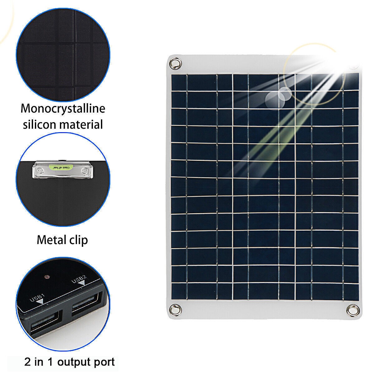 20Watts Solar Panel Kit 50-100A 12V Battery Charger with Controller Caravan Boat