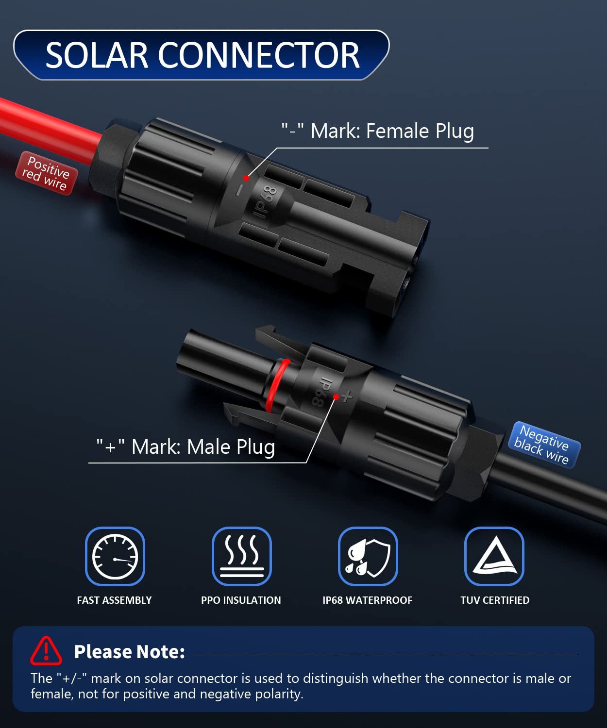 10AWG Solar Connector to XT60 Adapter Connector Extension Cable, XT60 Plug