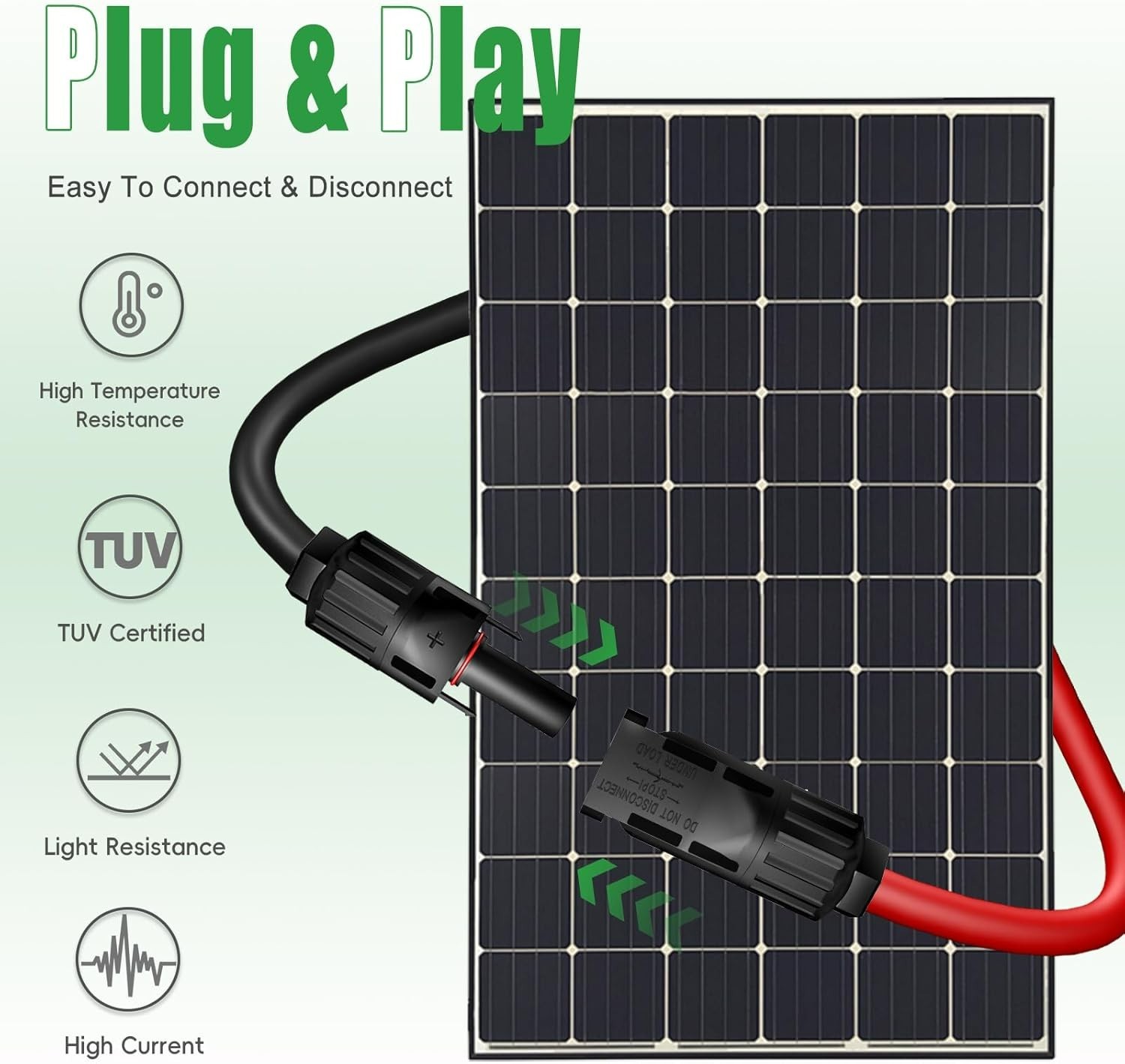 Twin Wire 30 Feet Solar Extension Cable 10AWG with IP67- Female & Male Connector