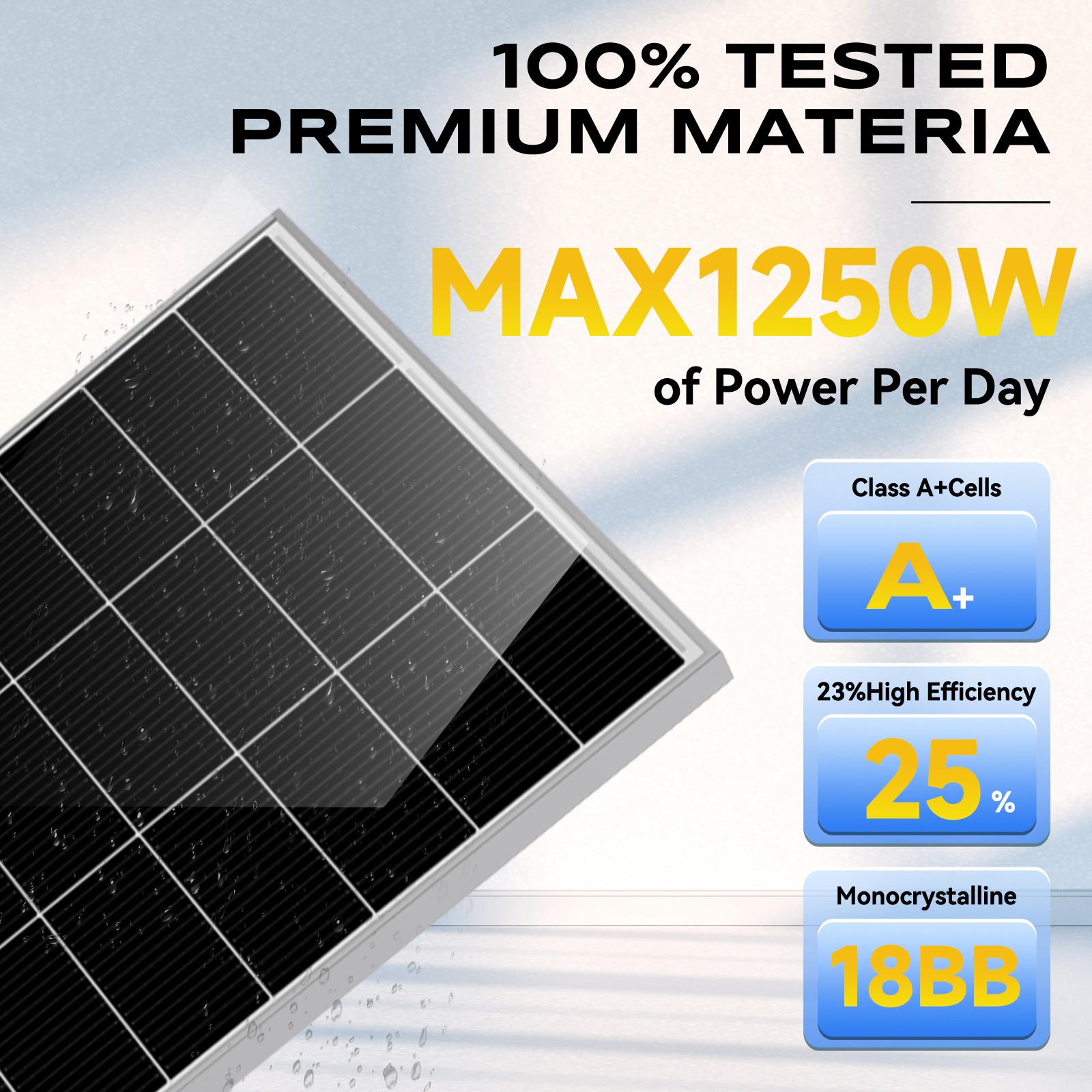12V 250W Watt Mono Solar Panel Power RV Camping Home Boat Camp Off Grid 12BB New