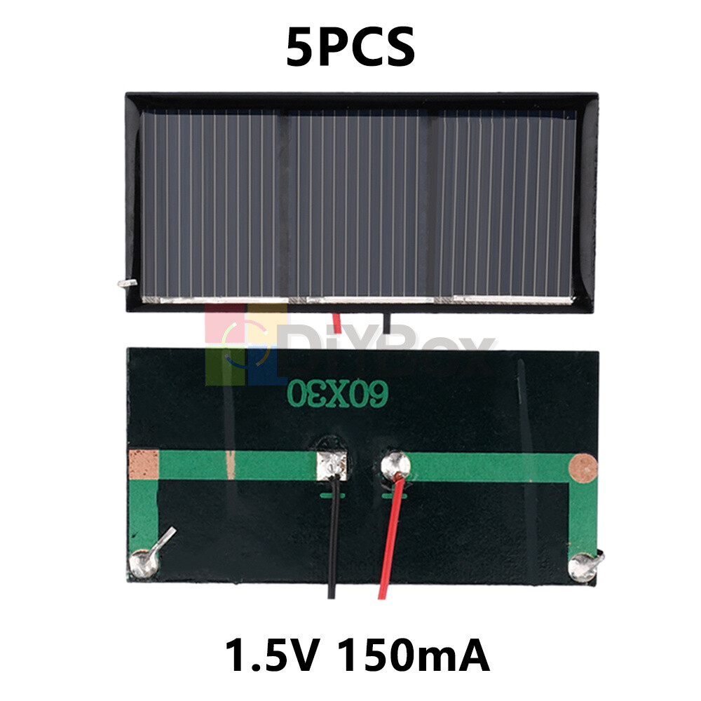 5Pcs 1.5/2/3/5V Solar Panel Polysilicon Module DIY Solar Panel w/Wire 60-150mA