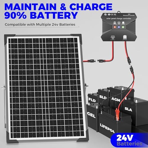 30W 24V Solar Panel Kit, Solar Battery Maintainer with MPPT Charge 30W-24V