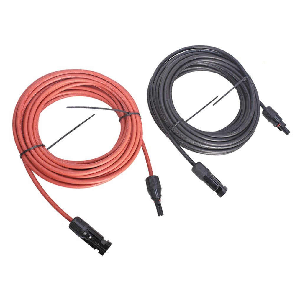 10AWG Black + Red 30Ft Solar Panel Extension Cable Wire Connector
