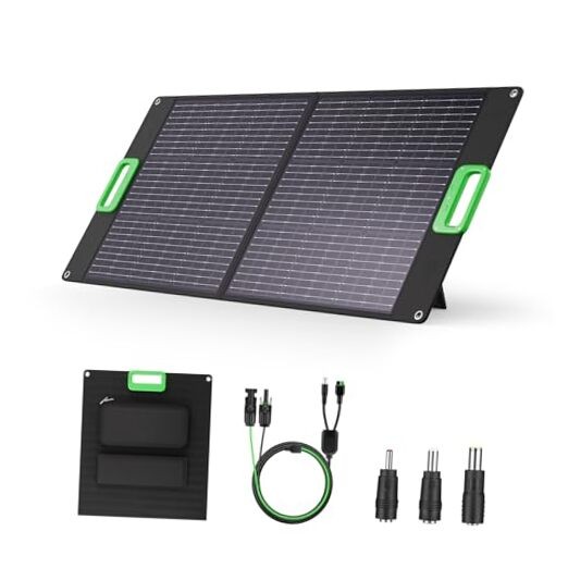 100W Portable Solar Panel for Power Station, 23.5% High Efficiency ETFE Green
