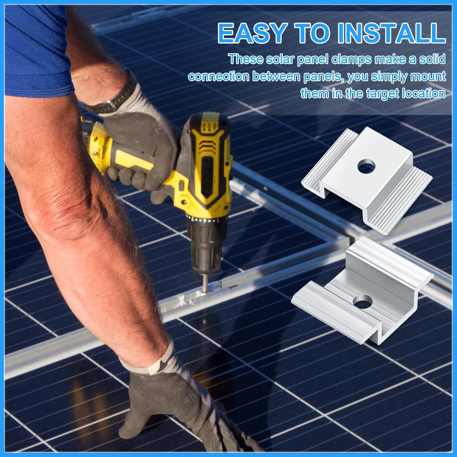 12 Pack Solar Panel Mid Clamps 1.06 Inch Solar Panel Bracket Aluminium Mounting