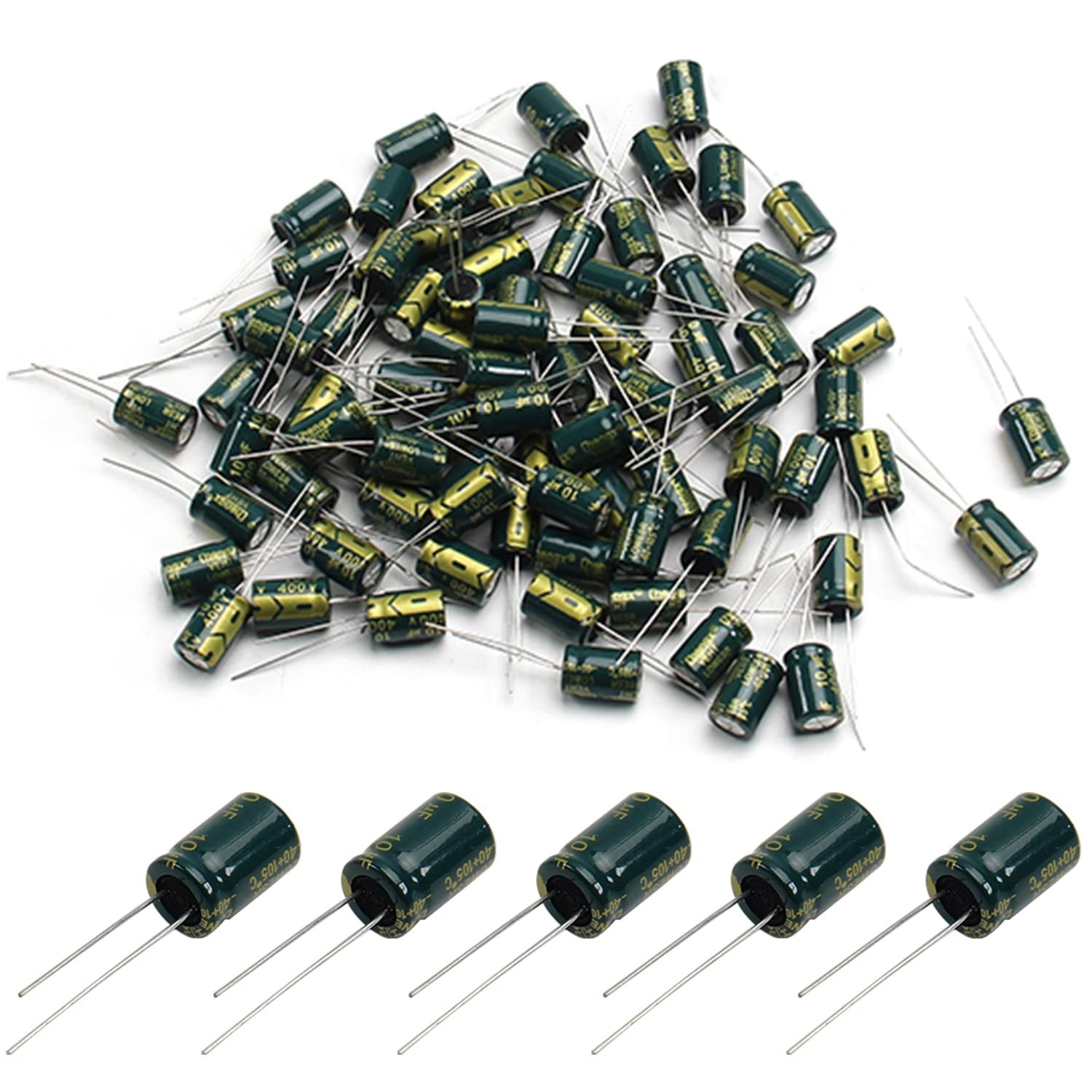 Fielect 50Pcs Aluminum Radial Electrolytic Capacitor 10uF 400V Low ESR Green …