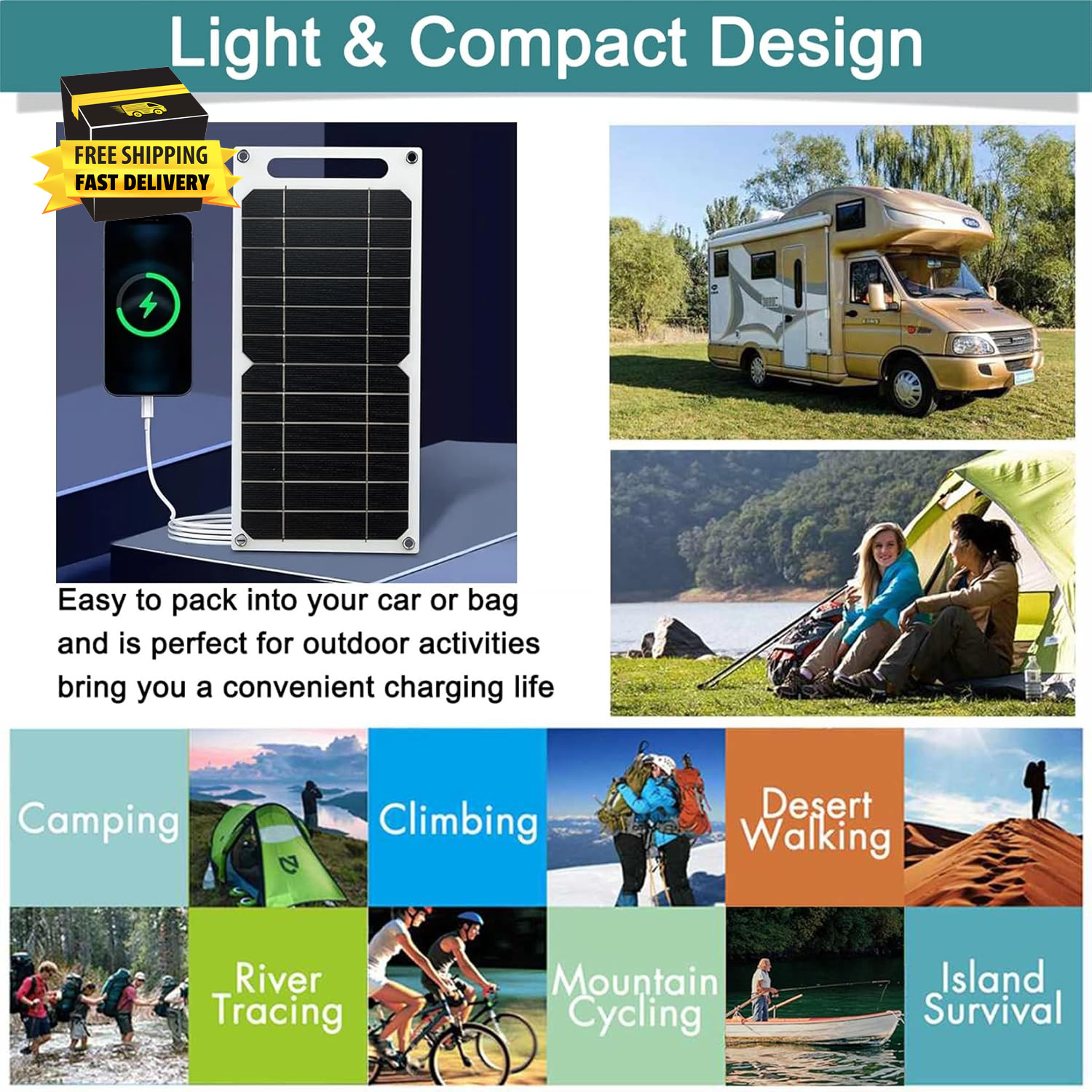 Mini 5V 6W USB Solar Panel, Portable 5 Volt 6 Watt High Efficiency Monocrystalli
