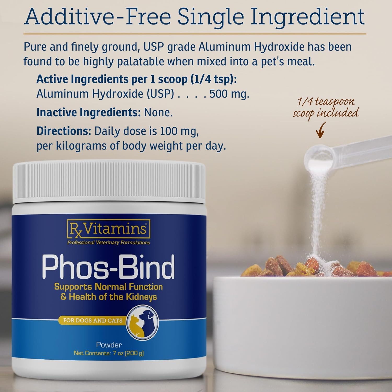 Phos-Bind – Kidney Support Supplement Powder – Phosphate Binder for Cats & Dogs