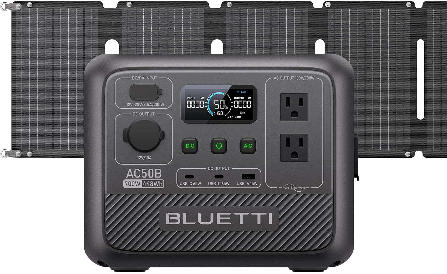 BLUETTI Solar Generator AC50B with 60W Solar Panel Included, 448Wh Portable Powe
