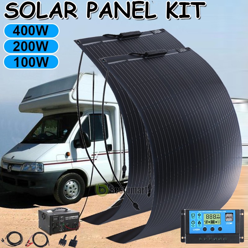 400W Flexible Solar Panel Kit & 5000W Watt Inverter RV Camping Off-Grid Rooftop